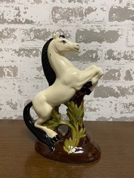 Vintage 1977 Painted Ceramic Rearing Horse Figurine