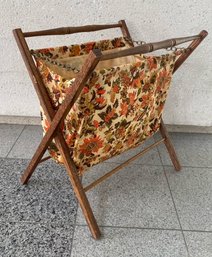 Vintage Wood Framed Sewing Kit Stand/bag