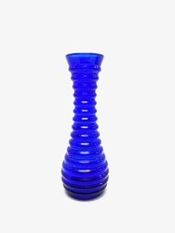 Unique Cobalt Blue Ribbed Bubble Bud Vase