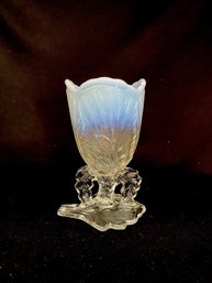 Vintage Northwood Glass Oak Leaf Ruffled Vessel