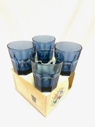 Set Of 4 Vintage Fun-damental Classic Colourings Cobalt Rocks Glasses