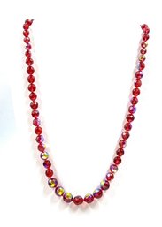 Vintage Cherry Graduated Faceted AB Crystal Bead Necklace