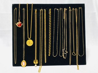 Collection Of Goldtone Chains & Pendant Necklaces - 15 Pieces