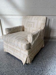 Super Cool Vintage Swivel Rocker Club Chair W/ Geometric Textural Upholstery