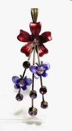 Beautiful Sculpted Metal Floral Spray Pendant