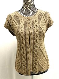 Beautiful Fawn Cable Knit 2-button Poncho Style Sweater By Sonoma