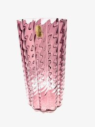 Vintage Unique Ribbed Cylindrical Vase By Pilgrim Glass