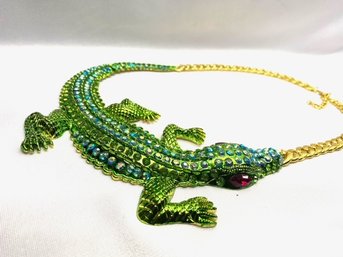 Incredible Huge Rhinestone Encrusted Crocodile Costume Necklace