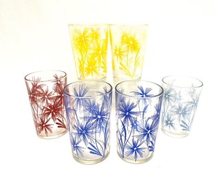 Set Of Multicolor Vintage Floral Juice Glasses
