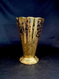 Gorgeous Hand-decorated Warranted 22KT Gold Scalloped Edge Vase