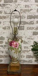 Antique Hand-painted Porcelain Urn Converted Electric Table Lamp