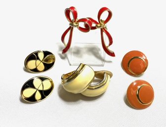 Collection Of Vintage Enamel Earrings