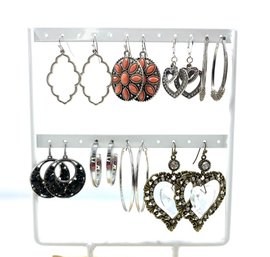 Grouping Of 8 Pairs Of Med-large Dangle Pierced Earrings