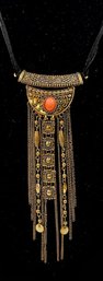 Tibetan Inspired Bronzetone Pendant Necklace