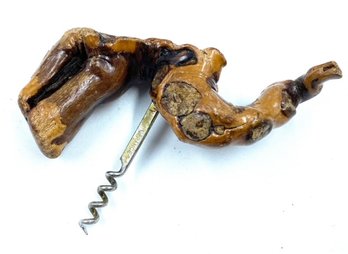 One-of-a-kind Handcrafted Gnarled Wood Handled Corkscrew