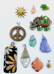 Assortment Of Estate Pendants/ Charms W/ Bohemian Flair