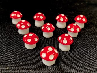 10 Diminutive Red & White Toadstool Figurines