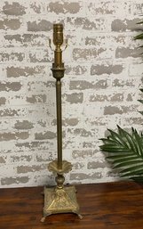 Ornate Floral Design Brass Table Lamp