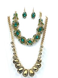 Fabulous Fashion Rhinestone Necklace Set & Graduated Necklace