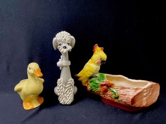 Trio Of Vintage Ceramic Figurines & Planters