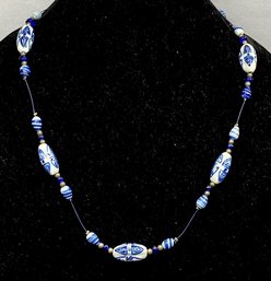 Classic Blue & White Hand-painted Bead Necklaces