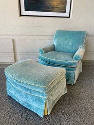 Vintage Beachley Of Maryland Upholstered Armchair & Ottoman