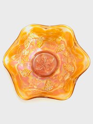 Vintage Orange Carnival Glass Ruffled Edge Bowl