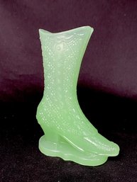 Vintage Daisy Button Jadeite Glass Boot