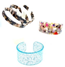 Trio Of Acrylic Cuff Style Bracelets