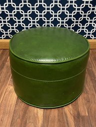 Vintage Round Hassock/footstool In Green Vinyl