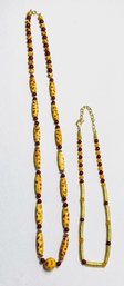 Pair Of Unique Beaded Necklaces W/ Natural Stone Element