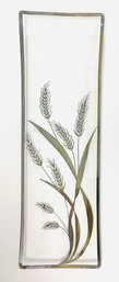 Vintage Glass Tray W/ Wheat Patterned Silver Overlay