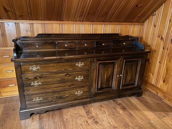 Vintage Mid-century Long Solid Pine Dresser