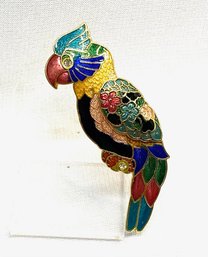 Beautiful Vintage Cloisonne Parrot Brooch