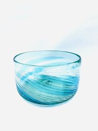 Hand-blown Ribbed Bowl With Multitone Swirl Design