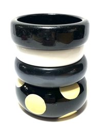 Grouping Of 4 Black & White Motif Bangle Bracelets