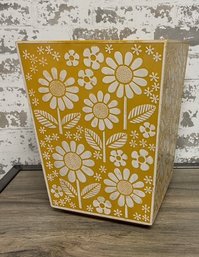 Vintage Flower Power Sun Yellow Waste Basket