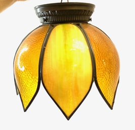 Vintage Mid Century Slag Glass Tulip Ceiling Light Fixture