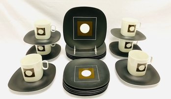 22 Piece Black Langenthal Switzerland Circle In The Square Dishware