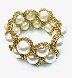 Faux Pearl & Goldtone Chain Style Bracelet