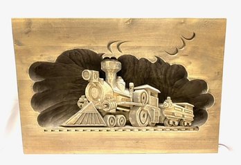 Incredible Hand-carved Multi Dimensional Wooden Train Wall Hanging