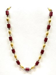 Vintage Merlot & Goldtone Necklace By Freirich