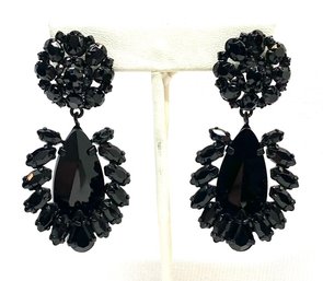 Unique Prong Set Black On Black Drop Earrings