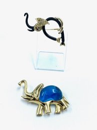 Pairing Of Goldtone Elephant Brooches