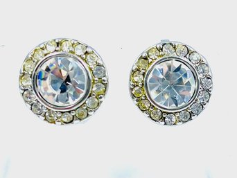 Stunning Vintage Stud Style Earrings W/ Clear Stones