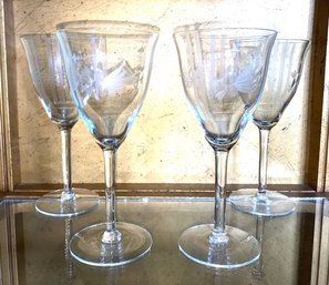 Vintage Etched Flared Water Goblets