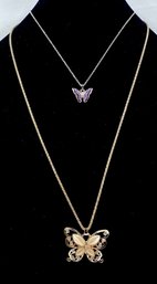 Pairing Of Butterfly Pendant Necklaces