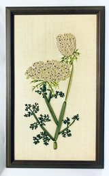 Vintage Mid Century Framed Queen Anne's Lace Wool Yarn Art Tapestry