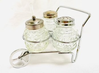 Vintage Kitschy Condiment Caddy Trio