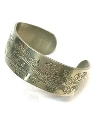 Signed & Stamped Pewter Cuff Bracelet